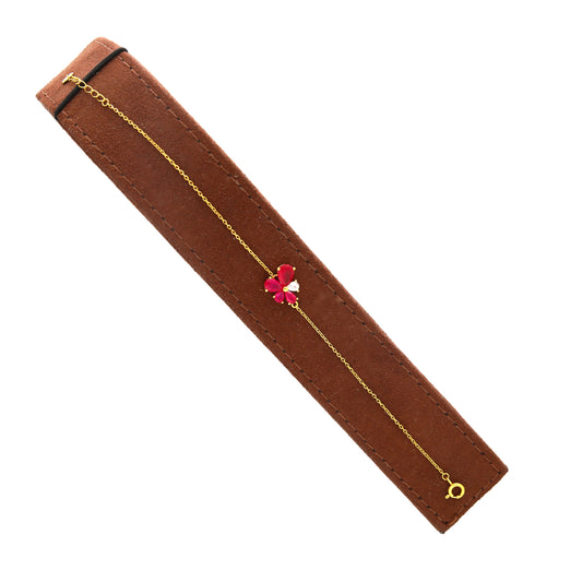 Sterling Silver 925 Red Floral Bracelet - FKJBRLSL10637