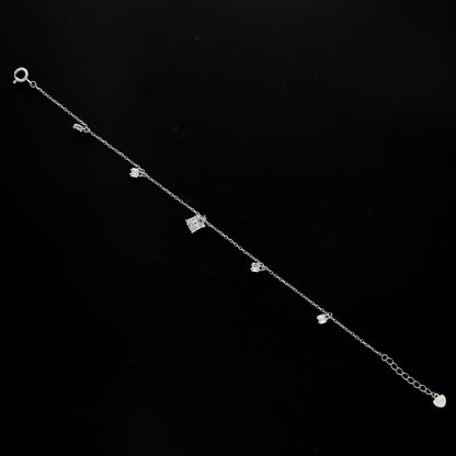 Sterling Silver 925 Geometric Charms Bracelet - FKJBRLSL10638