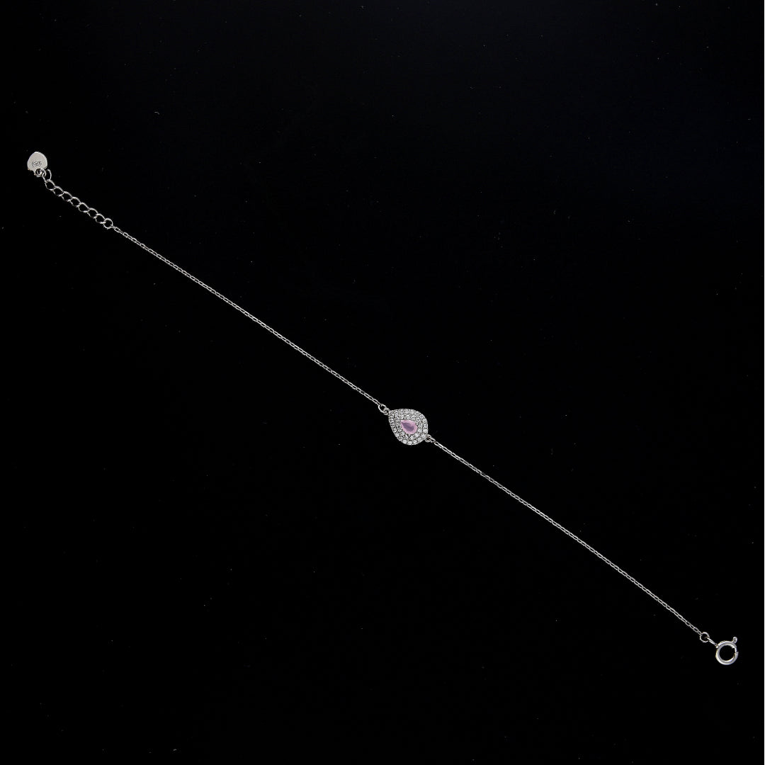 Sterling Silver 925 Pink Halo Charm Bracelet - FKJBRLSL10639