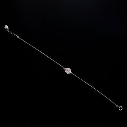 Sterling Silver 925 Pink Halo Charm Bracelet - FKJBRLSL10639