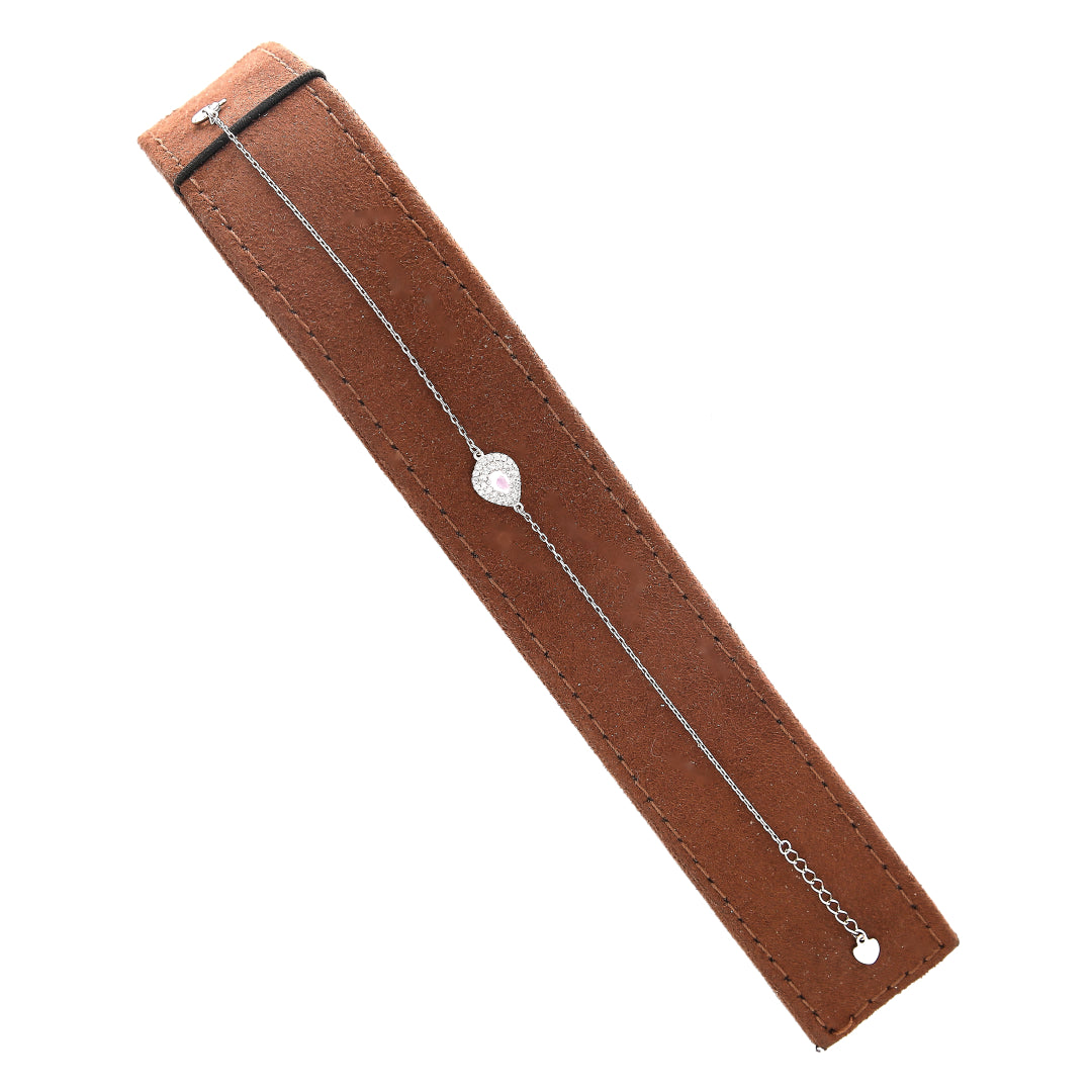 Sterling Silver 925 Pink Halo Charm Bracelet - FKJBRLSL10639