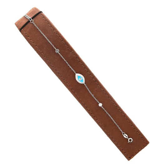 Sterling Silver 925 Dainty Evil Eye Bracelet - FKJBRLSL10647