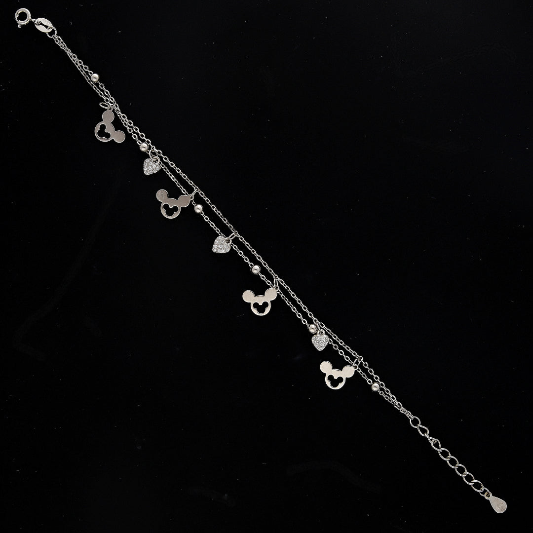 Sterling Silver 925 Mickey Mouse Charm Bracelet - FKJBRLSL10664
