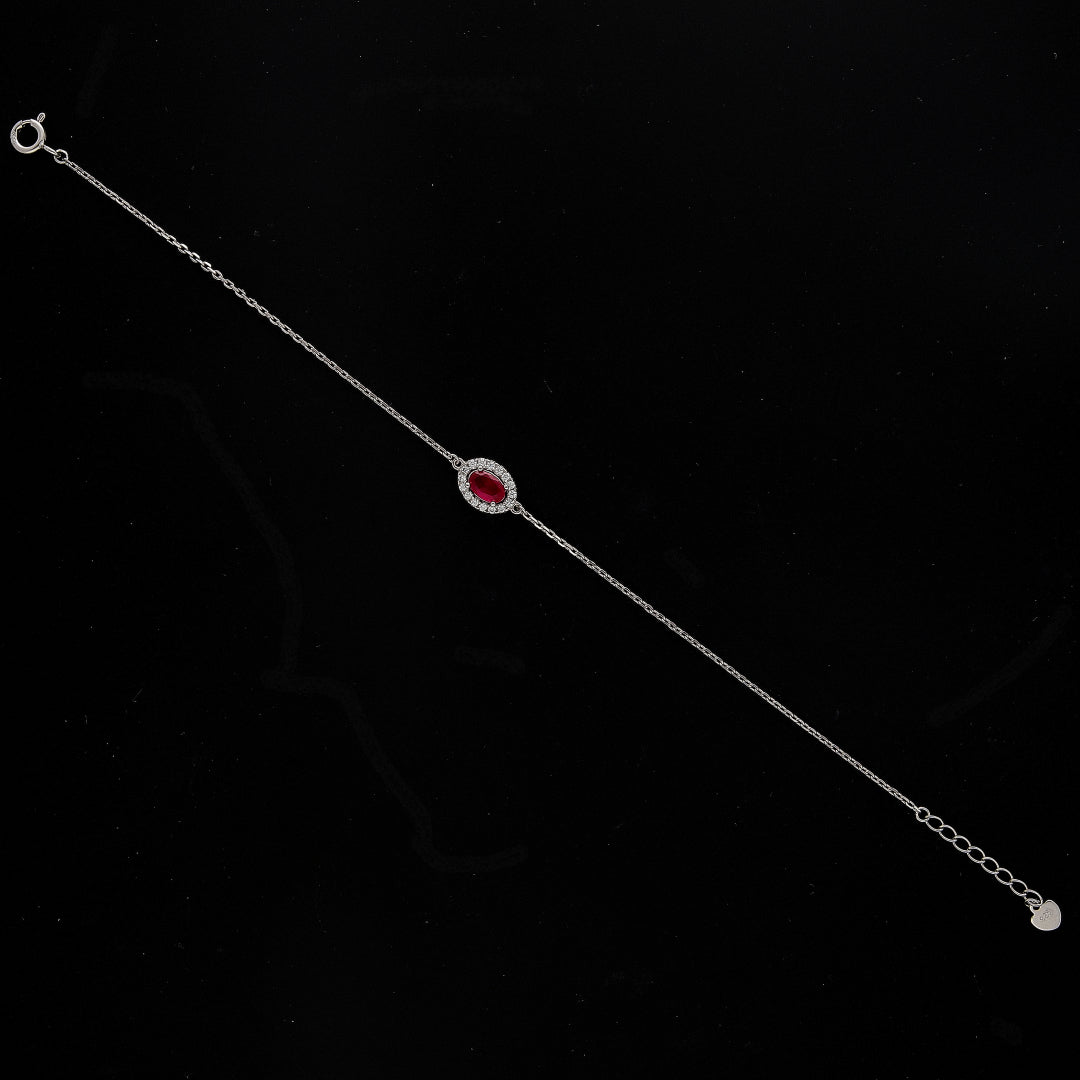 Sterling Silver 925 Oval Ruby Bracelet - FKJBRLSL10667