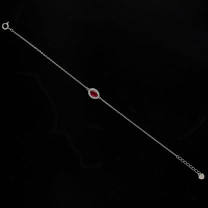 Sterling Silver 925 Oval Ruby Bracelet - FKJBRLSL10667