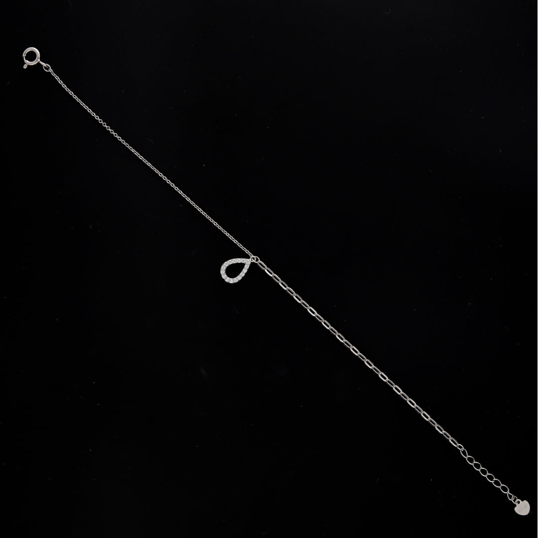 Sterling Silver 925 Crystal Teardrop Bracelet - FKJBRLSL10669