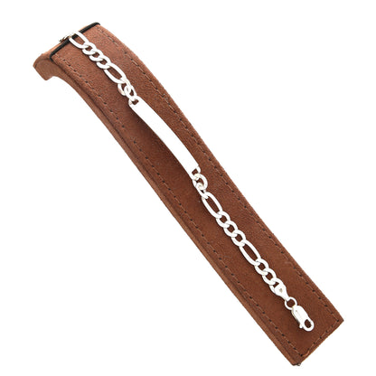 Sterling Silver 925 Figaro Plate Bracelet - FKJBRLSL10679