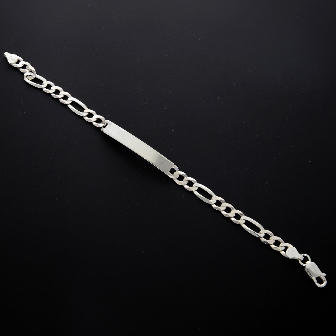 Sterling Silver 925 Figaro Plate Bracelet - FKJBRLSL10679
