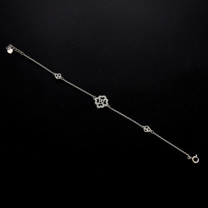 Sterling Silver 925 Flower Design Bracelet - FKJBRLSL10680