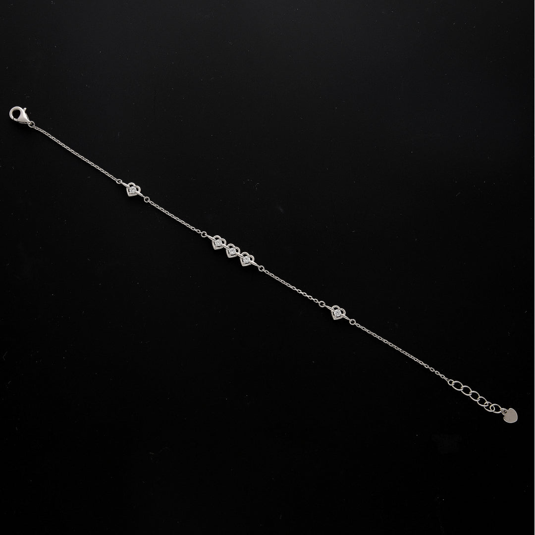 Sterling Silver 925 Heart Link Bracelet - FKJBRLSL10682