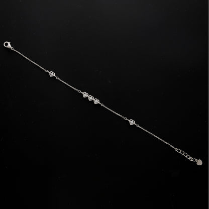 Sterling Silver 925 Heart Link Bracelet - FKJBRLSL10682