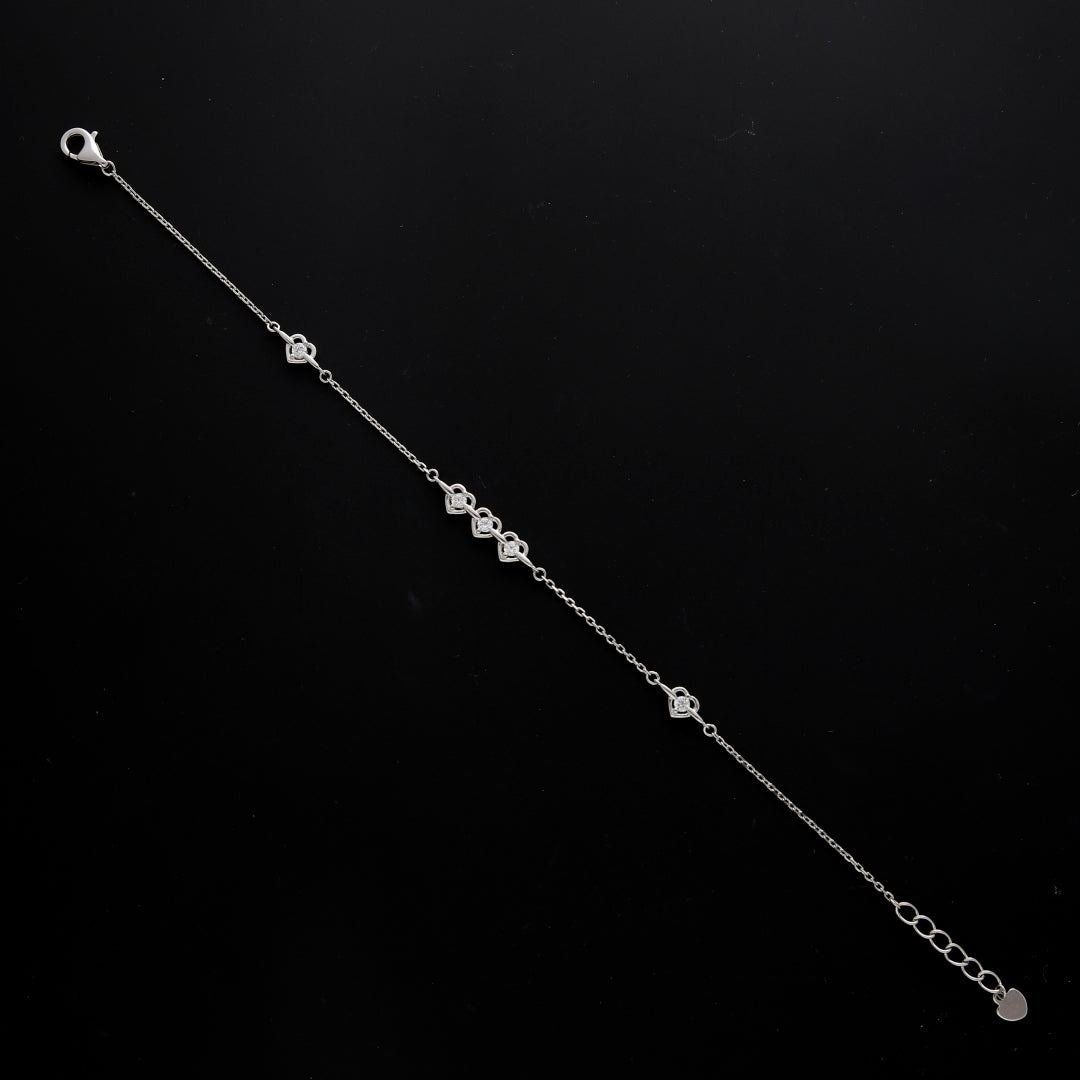 Sterling Silver 925 Heart Link Bracelet - FKJBRLSL10682