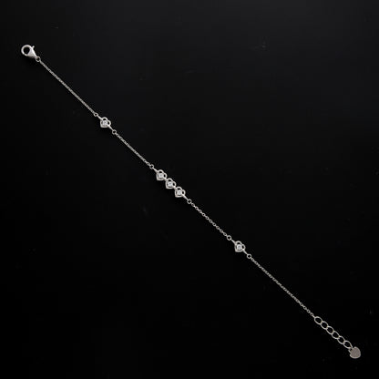 Sterling Silver 925 Heart Link Bracelet - FKJBRLSL10682