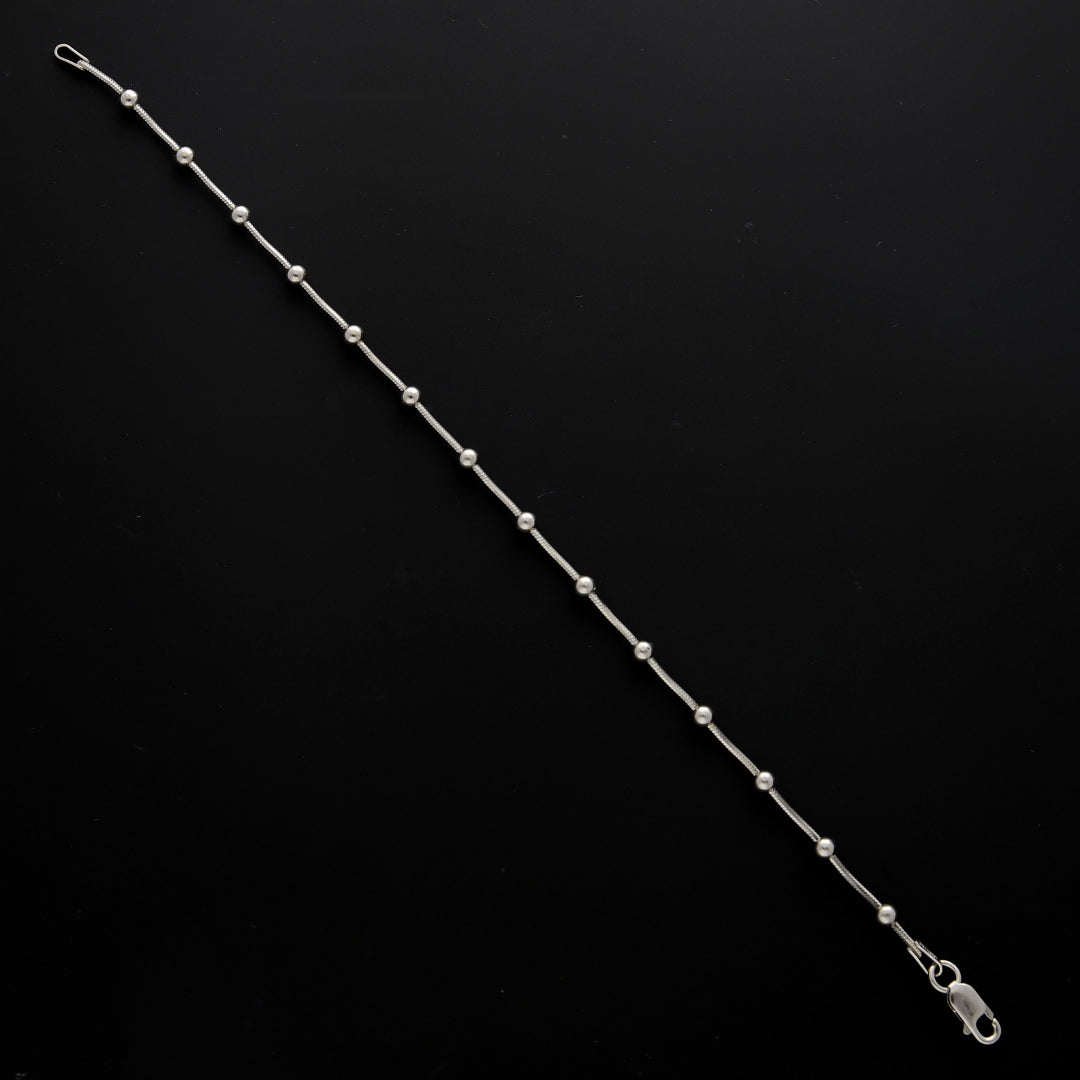Sterling Silver 925 Beaded Link Bracelet - FKJBRLSL10684