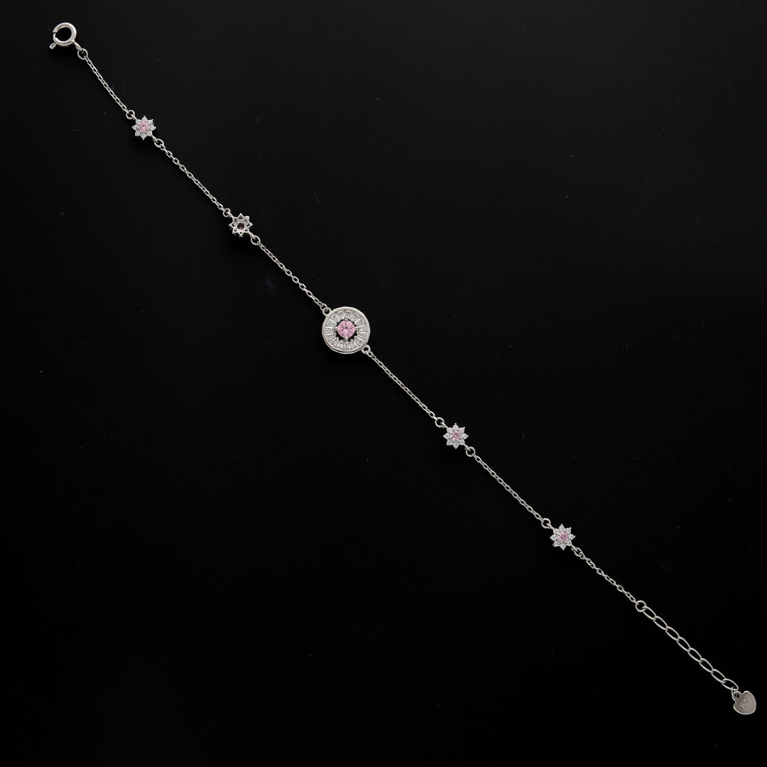 Sterling Silver 925 Pink Star Accent Bracelet - FKJBRLSL10685