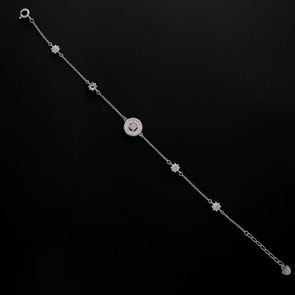 Sterling Silver 925 Pink Star Accent Bracelet - FKJBRLSL10685