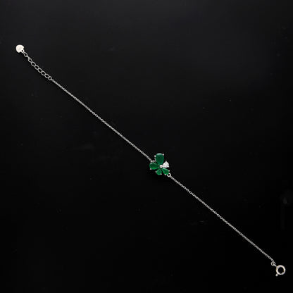 Sterling Silver 925 Green Floral Bracelet - FKJBRLSL10687
