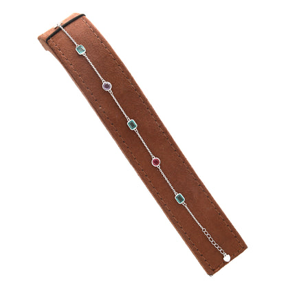 Sterling Silver 925 Multi Crystal Bracelet - FKJBRLSL10689