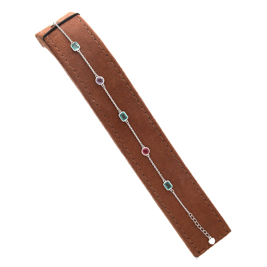 Sterling Silver 925 Multi Crystal Bracelet - FKJBRLSL10689