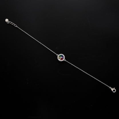 Sterling Silver 925 Rainbow Cluster Bracelet - FKJBRLSL10690