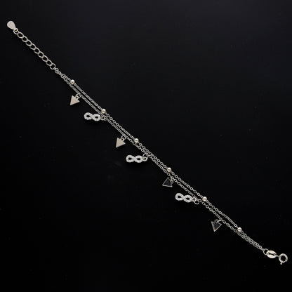 Sterling Silver 925 Geometric Charms Bracelet - FKJBRLSL10693