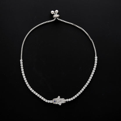 Sterling Silver 925 Hamsa Evil Eye Bracelet - FKJBRLSL10694