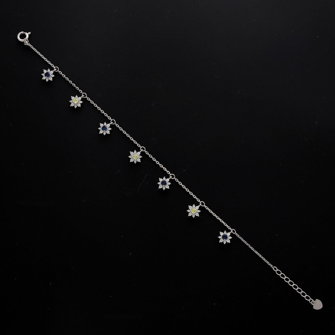 Sterling Silver 925 Starburst Charm Bracelet - FKJBRLSL10697