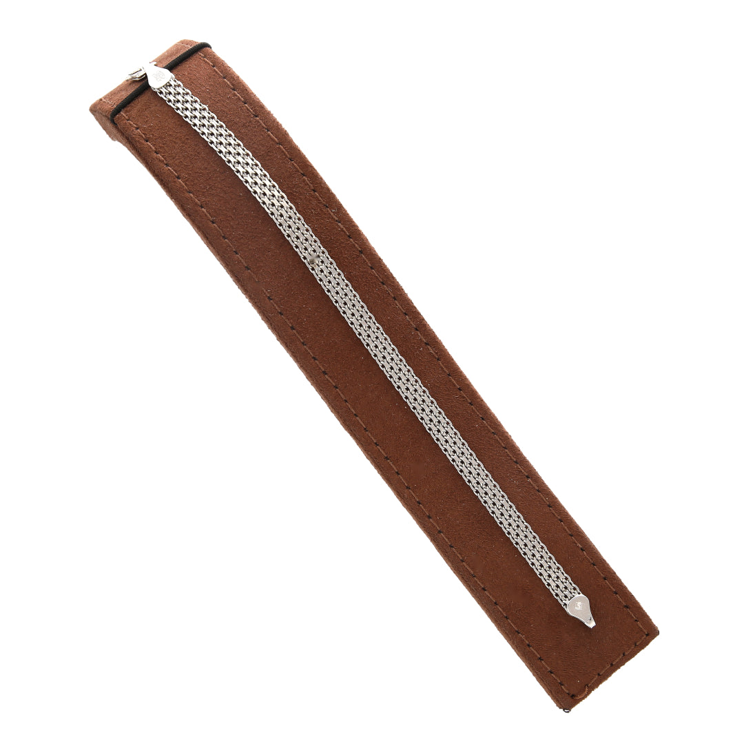 Sterling Silver 925 Woven Flat Bracelet - FKJBRLSL10698