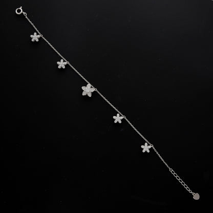 Sterling Silver 925 Dangling Flower Bracelet - FKJBRLSL10700