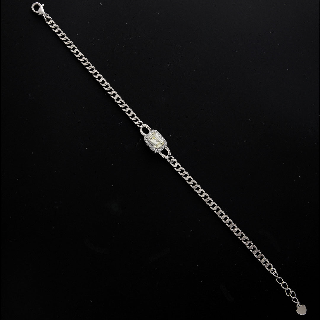 Sterling Silver 925 Square Charm Bracelet - FKJBRLSL10701