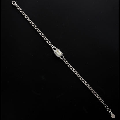 Sterling Silver 925 Square Charm Bracelet - FKJBRLSL10701