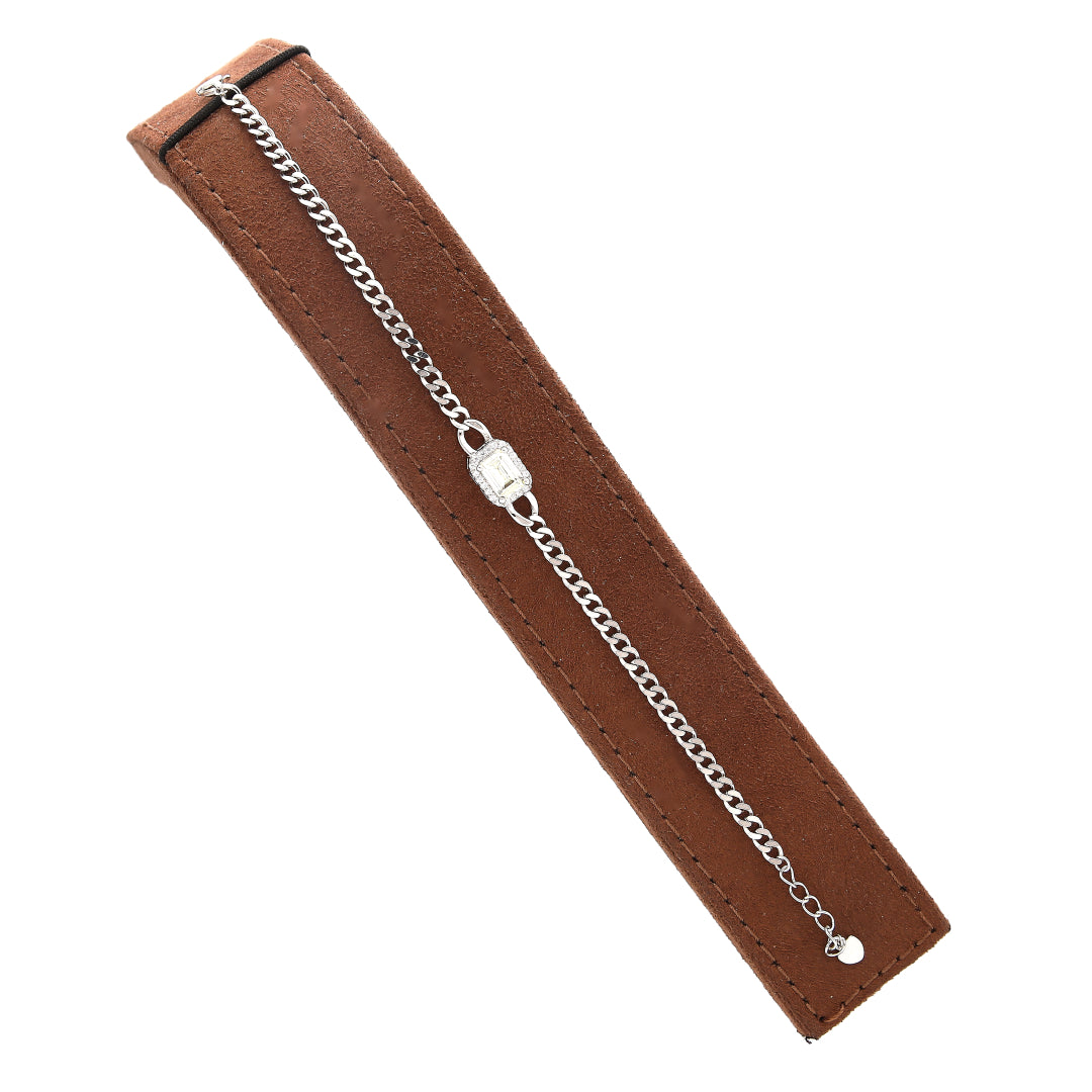 Sterling Silver 925 Square Charm Bracelet - FKJBRLSL10701