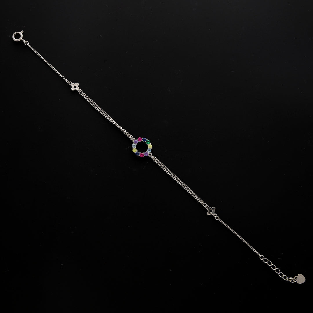 Sterling Silver 925 Rainbow Ring Bracelet - FKJBRLSL10702