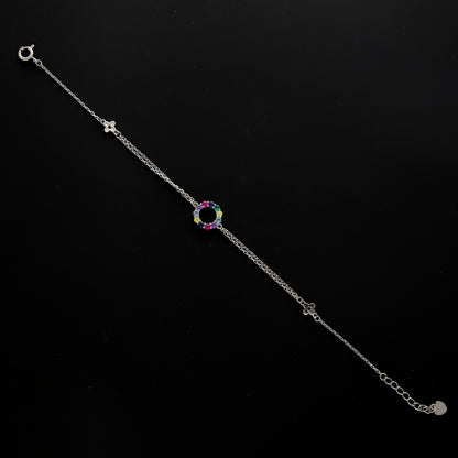 Sterling Silver 925 Rainbow Ring Bracelet - FKJBRLSL10702