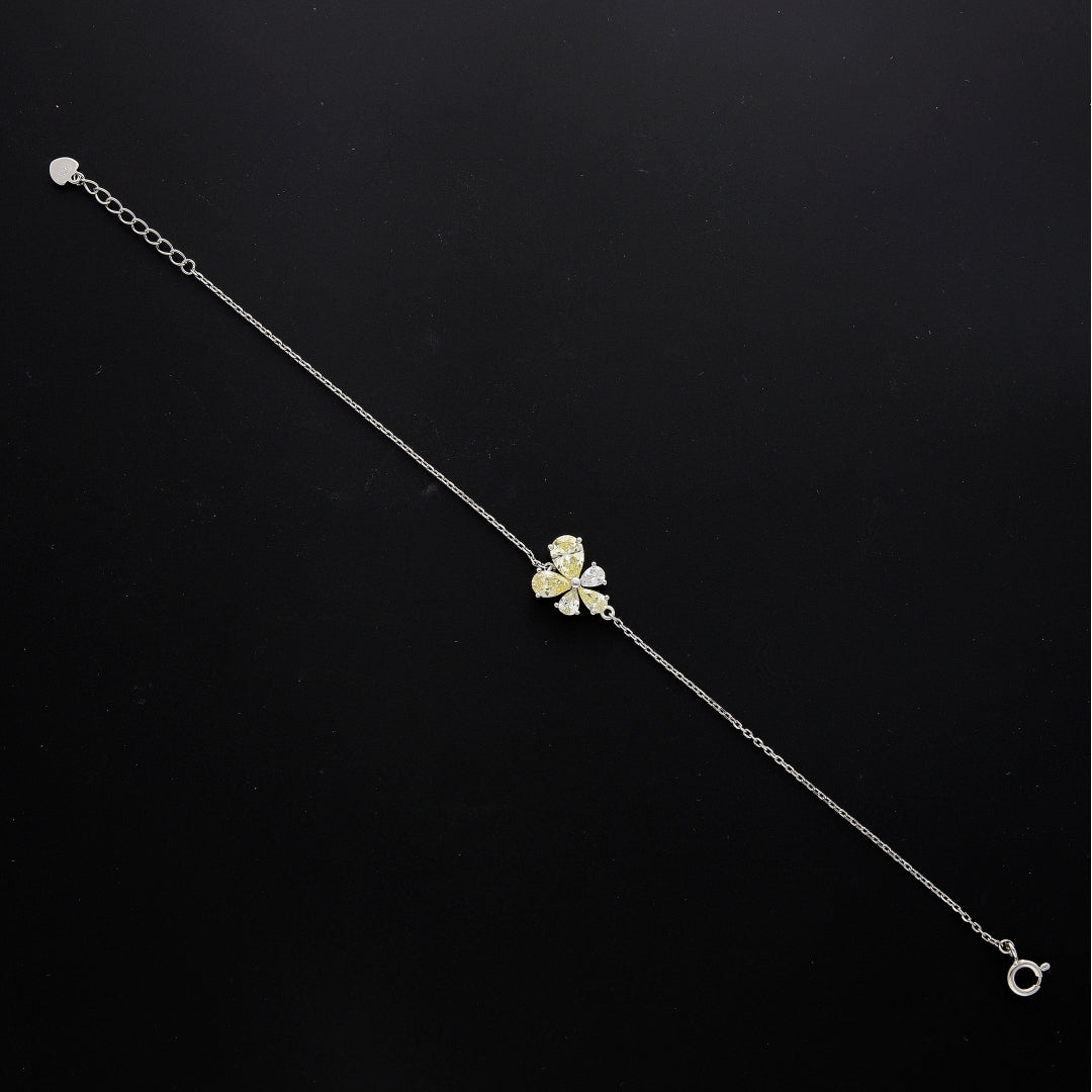Sterling Silver 925 Yellow Floral Bracelet - FKJBRLSL10706