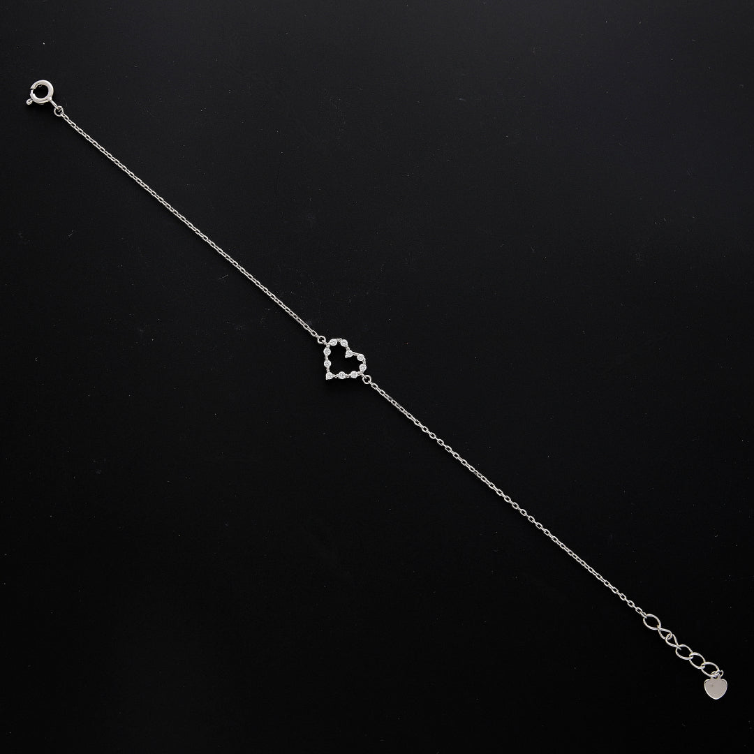 Sterling Silver 925 Open Heart Charm Bracelet - FKJBRLSL10707