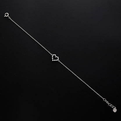 Sterling Silver 925 Open Heart Charm Bracelet - FKJBRLSL10707