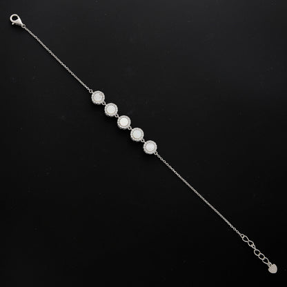 Sterling Silver 925 Five Bezel Stone Bracelet - FKJBRLSL10708