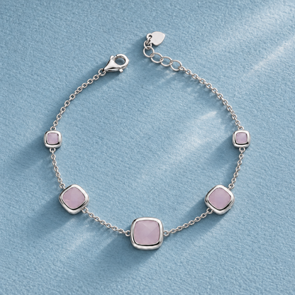 Sterling Silver 925 Tone Lilac Stone Chain Bracelet - FKJBRLSLM12347