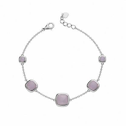 Sterling Silver 925 Tone Lilac Stone Chain Bracelet - FKJBRLSLM12347