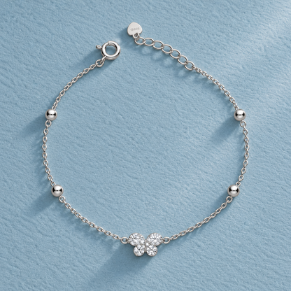 Sterling Silver 925 Four-Leaf Clover Bracelet - FKJBRLSLM12355