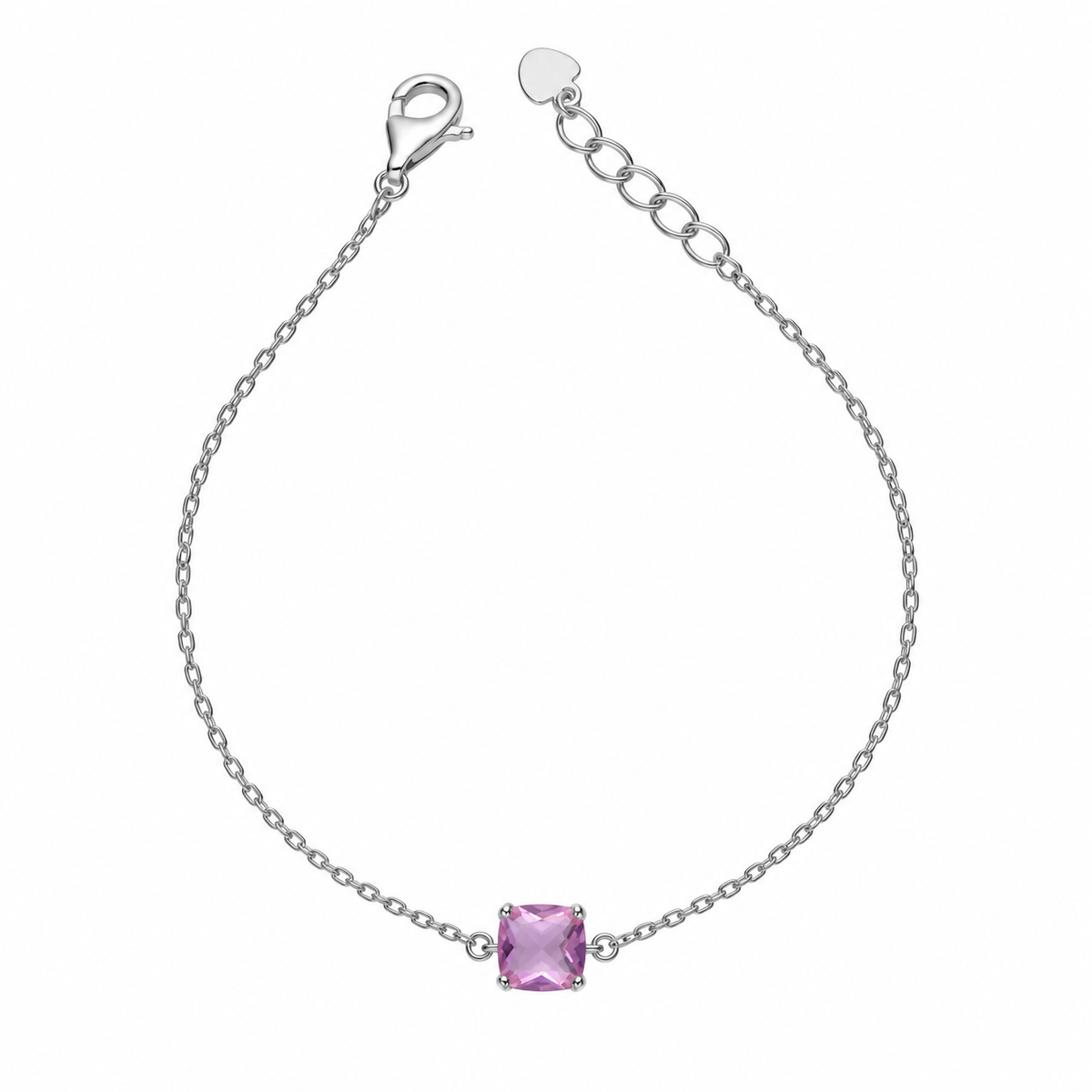 Sterling Silver 925 Lilac Cushion Cut Bracelet - FKJBRLSLM12371