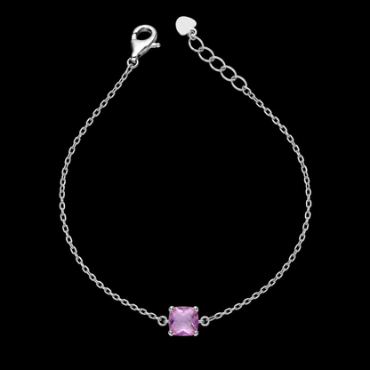 Sterling Silver 925 Lilac Cushion Cut Bracelet - FKJBRLSLM12371