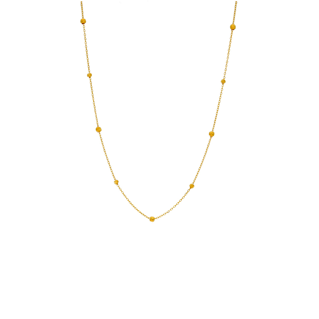 Gold Beaded Station Chain 21KT - FKJCN21KM10513