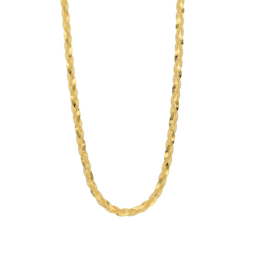 Gold Flat Braided Chain 21KT - FKJCN21KM12075