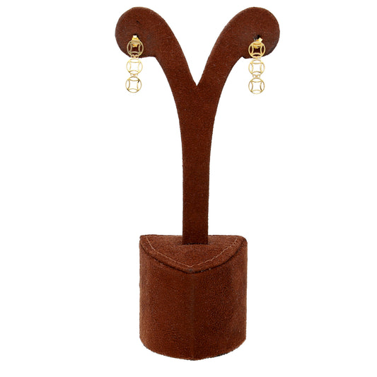 Gold Triple Round Link Earrings 18KT - FKJERN18K10434