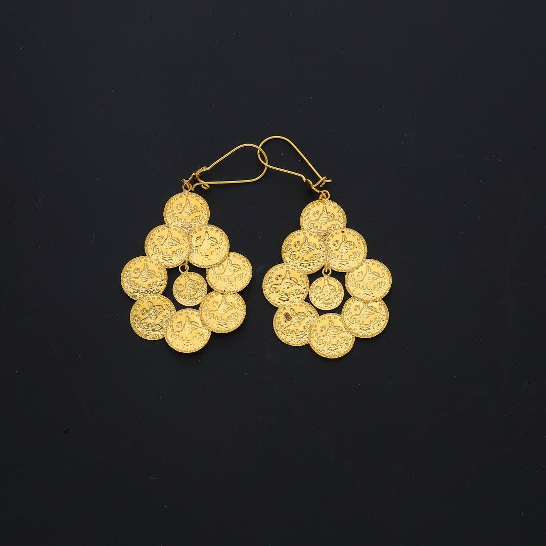 Gold Lira Drop Link Earrings 21KT - FKJERN21KM10526