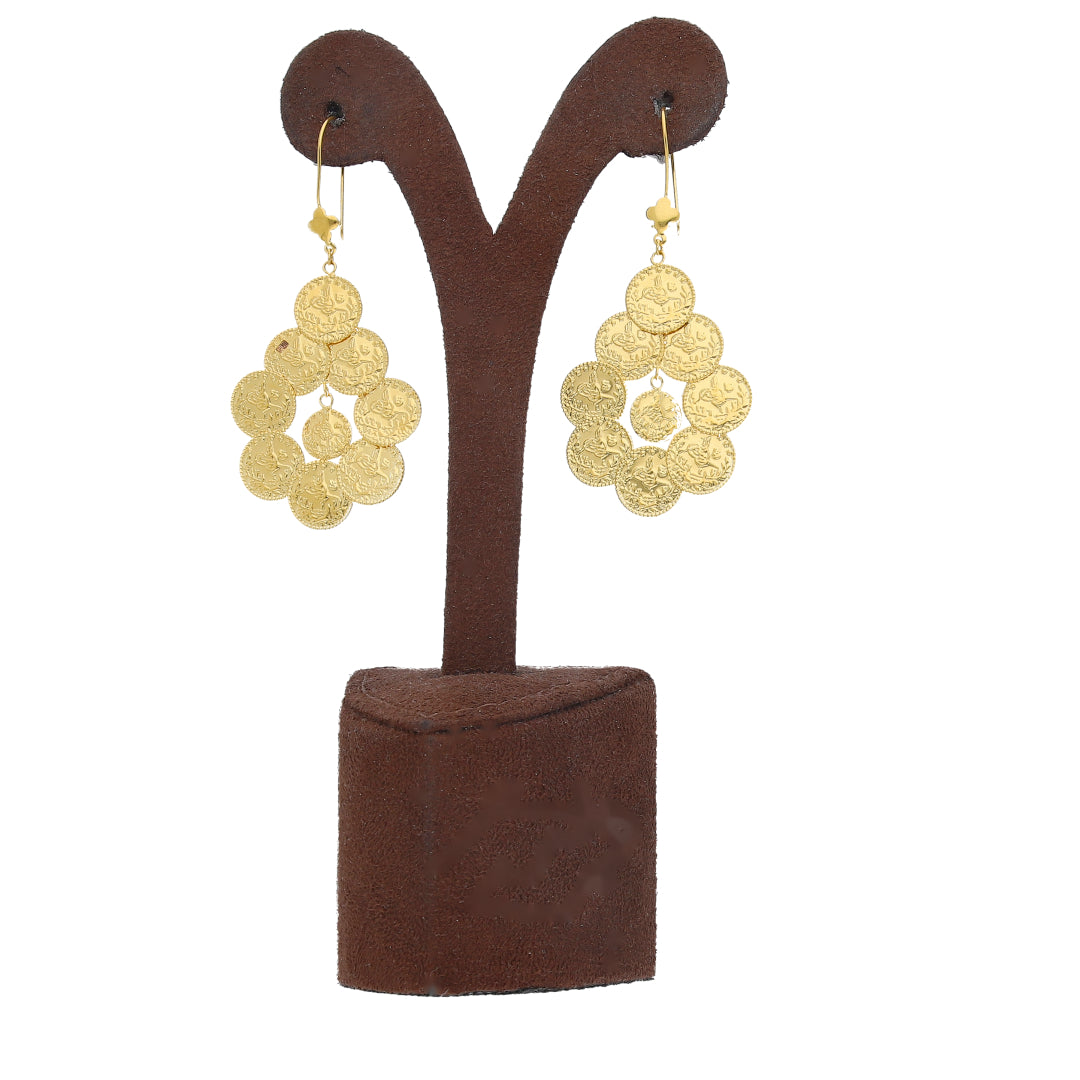 Gold Lira Drop Link Earrings 21KT - FKJERN21KM10526