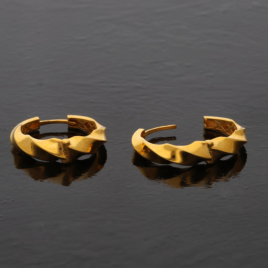 Gold Twirl Hoop Earrings 21KT - FKJERN21KM10852