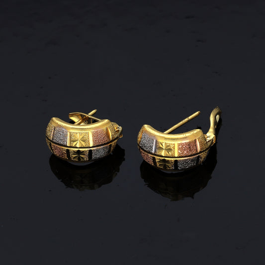 Gold Tri-Color Hoop Earrings 21KT - FKJERN21KM10855